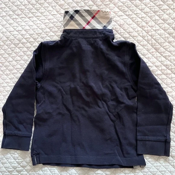 Burberry Long Sleeve Polo w/ Nova Check Collar (2T)